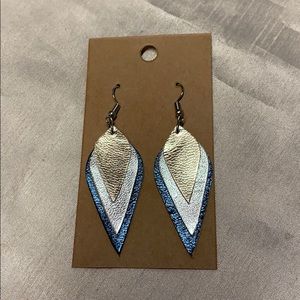 Genuine leather handmade earrings with jewels